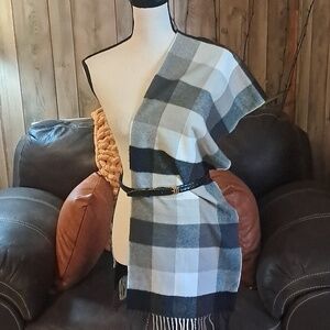 Cashmere Scarf Black/White/Grey/Beige with Fringe Made in Scotland